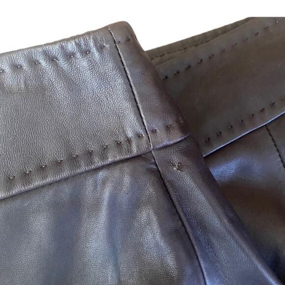 Elie Tahari Chocolate Brown Leather Pencil Skirt Size 2 - Picture 3 of 4